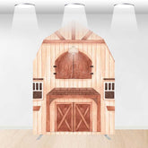 Lofaris Rustic Wooden House Barn Door Arch Party Backdrop